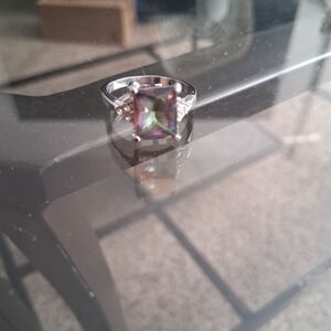Elegant Multicolor Gemstone Silver Tone Ring